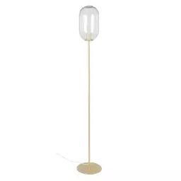 Lampadaire en métal doré et globe ovale en verre H155