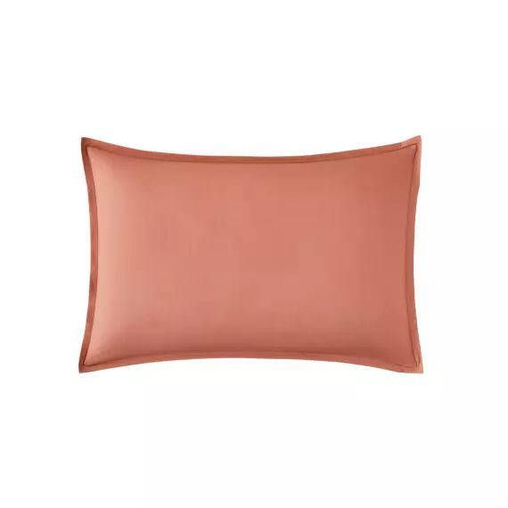 Taie d’oreiller en percale de coton rose corail 50×70