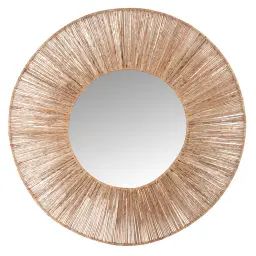 Miroir fait main en jute marron D70