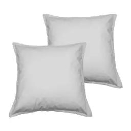 Lot de 2 taies d’oreiller en coton gris perle 65×65 cm
