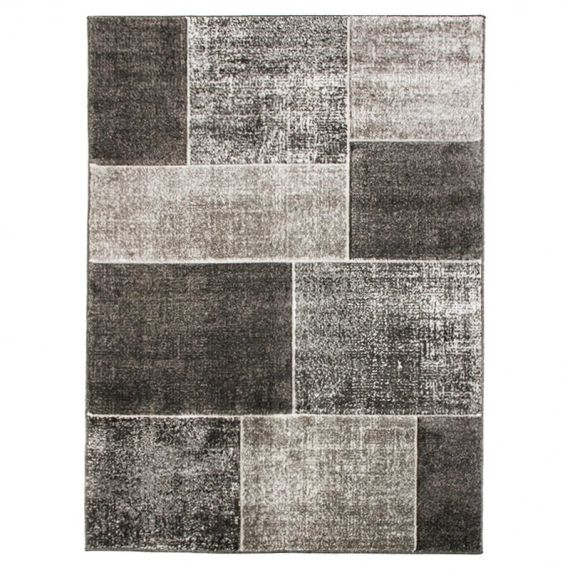 Tapis toucher laineux patchwork de carrés gris 200×290