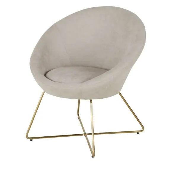 Fauteuil beige et pieds en métal doré