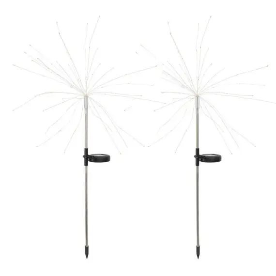 2 balises solaires à planter Acier ArgentH97cm