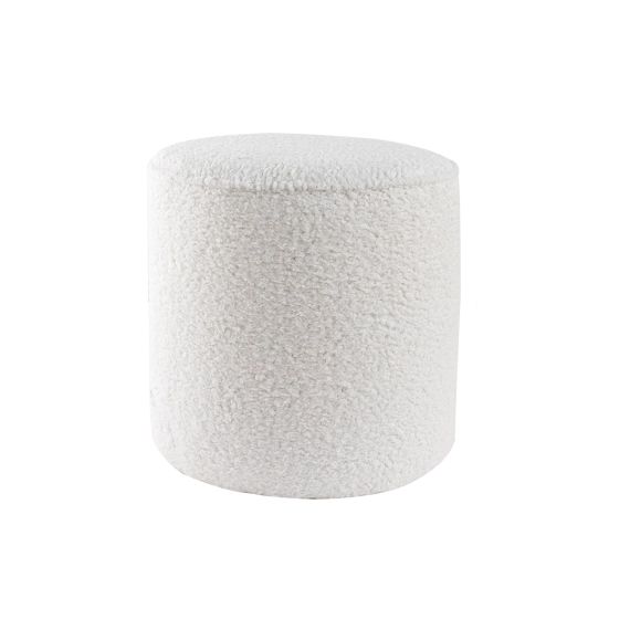Pouf design tissu effet laine bouclée écru MERIBEL