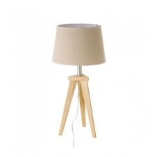 Lampe à poser trépied en bois et abat-jour beige H55,5cm