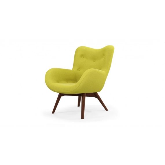 Custom MADE Doris, fauteuil, vert mousse et pieds en bois foncé