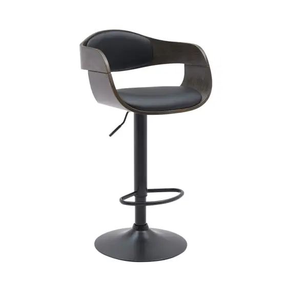 Tabouret de bar ajustable pivotant similicuir Noir / Gris