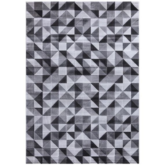 Tapis patchwork géométrique anthracite et gris 80x150cm