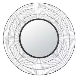 Miroir rond avec encadrement en métal noir D110