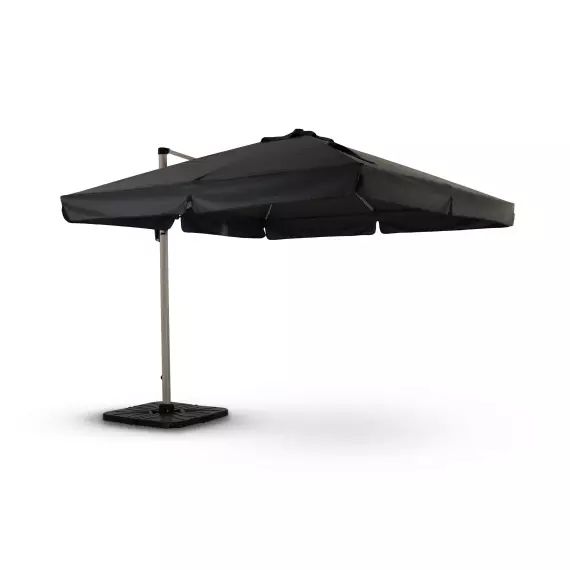 Parasol suspendu structure imitation bois tissu anthracite 3x3m