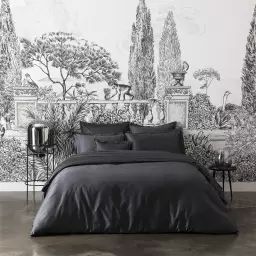 Parure de lit en satin de coton bio Noir 260×240 cm