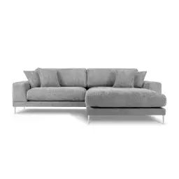Canapé d’angle droit 5 places en tissu structuré gris