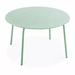 Table de jardin ronde en acier vert sauge 120 cm