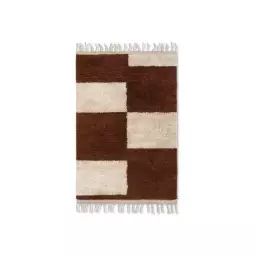 Tapis Tapis en Tissu, Coton – Couleur Marron – 43.27 x 43.27 x 43.27 cm
