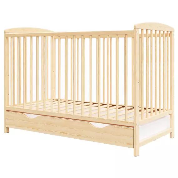 Lit bébé évolutif en bois naturel avec tiroir – 120×60 cm
