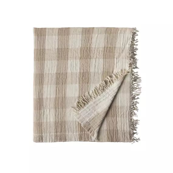 Plaid en gaze de coton Beige 130×170 cm