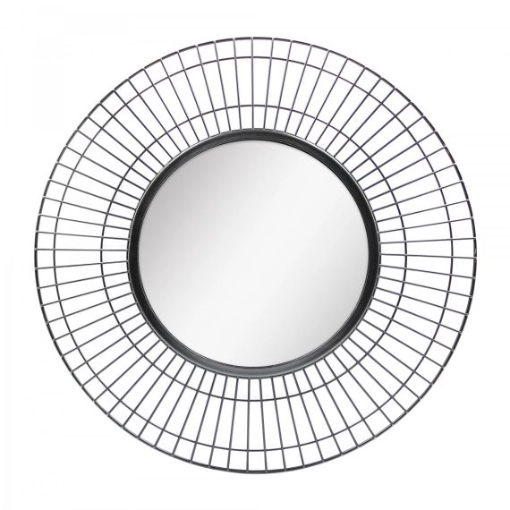 Miroir en métal noir filaire rond D45cm