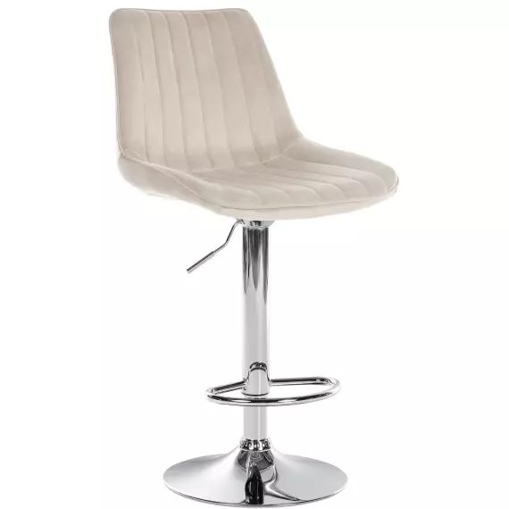 Tabouret de bar velours ajustable pivotant velours Crème