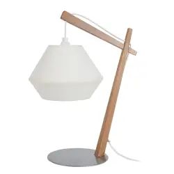 Lampe de chevet bois naturel et écru