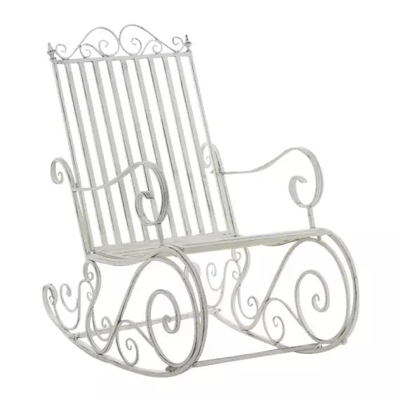 Chaise à bascule d&rsquo;extérieur en métal Blanc antique
