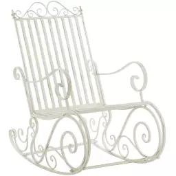 Chaise à bascule d’extérieur en métal Blanc antique