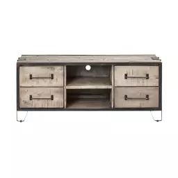 Meuble TV en bois gris 150 cm