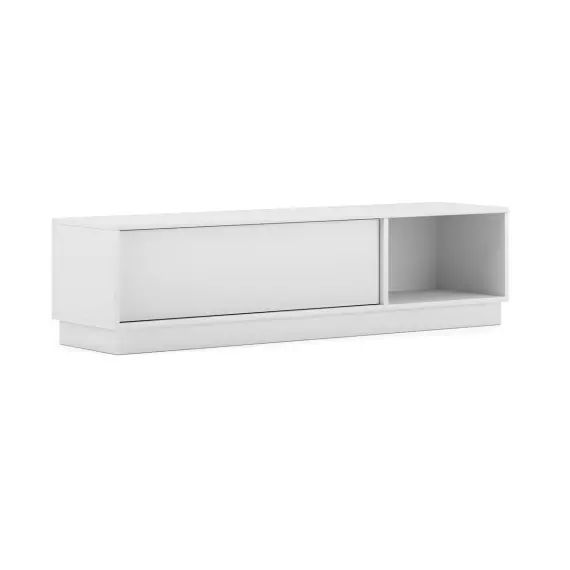 Meuble tv bas 1 porte 140 cm blanc