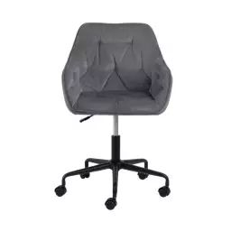 Chaise de bureau confortable avec accoudoirs en velours gris