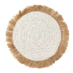 Set de table en jacinthe d’eau et raphia naturel blanc