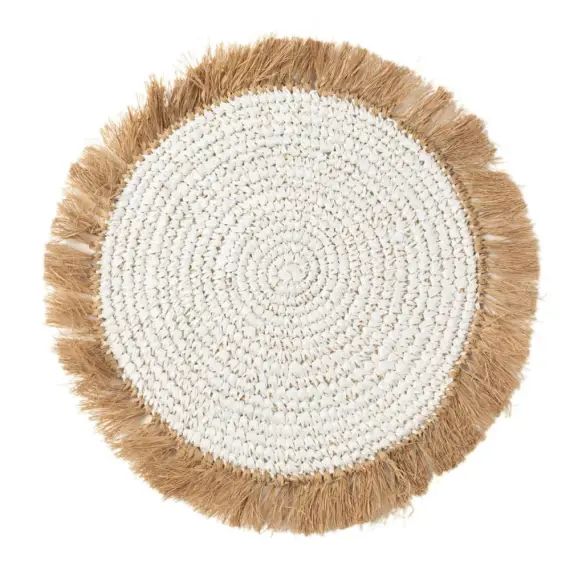 Set de table en jacinthe d&rsquo;eau et raphia naturel blanc