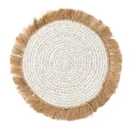 Set de table en jacinthe d’eau et raphia naturel blanc