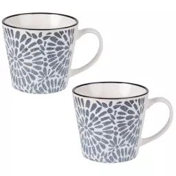 Tasse en faïence imprimé fleurs bleues