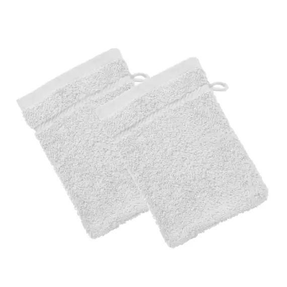 Lot de 2 gants de toilette 15×20 blanc en coton