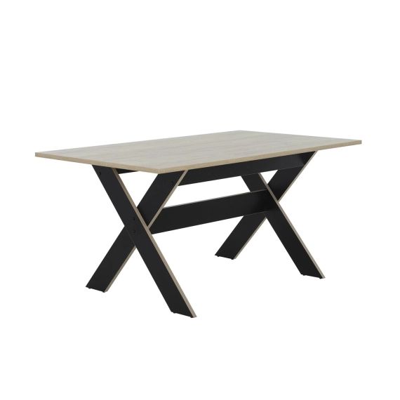 Table à manger rectangulaire décor bois et noir – L160cm