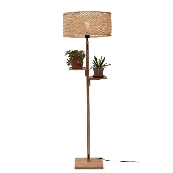 Lampadaire bambou abat-jour bambou naturel, h. 158cm