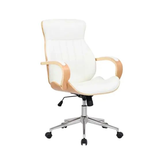 Chaise de bureau réglable en similicuir Nature / Blanc
