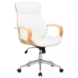Chaise de bureau réglable en similicuir Nature / Blanc