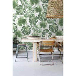 Papier peint panoramique Jungle feuille tropicale vert intissé l.186 x H.280 cm