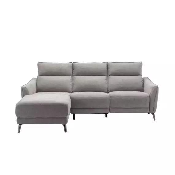 Canapé angle gauche relax électrique WIL tissu gris clair