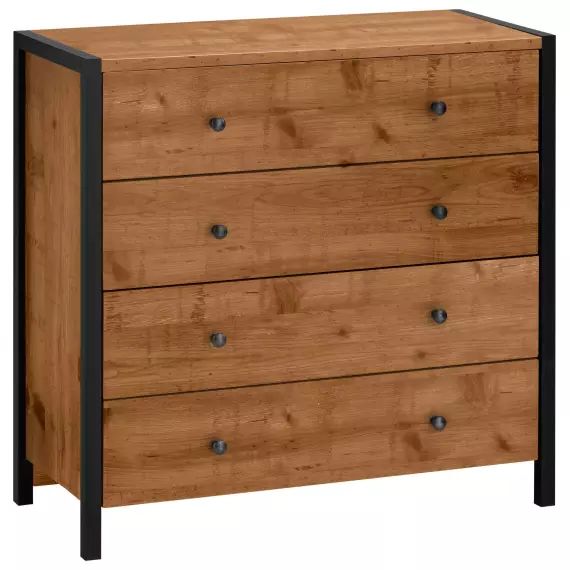 Commode à 4 tiroirs en bois de chêne parcific