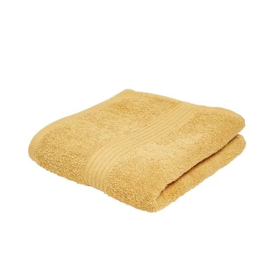 Serviette de bain uni en coton jaune 50×90