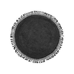Idakamille – Tapis rond en jute – Couleur – Noir, Dimensions – ø122 cm