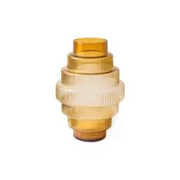 Vase Steps en Verre, Verre soufflé bouche – Couleur Jaune – 33.02 x 33.02 x 30 cm