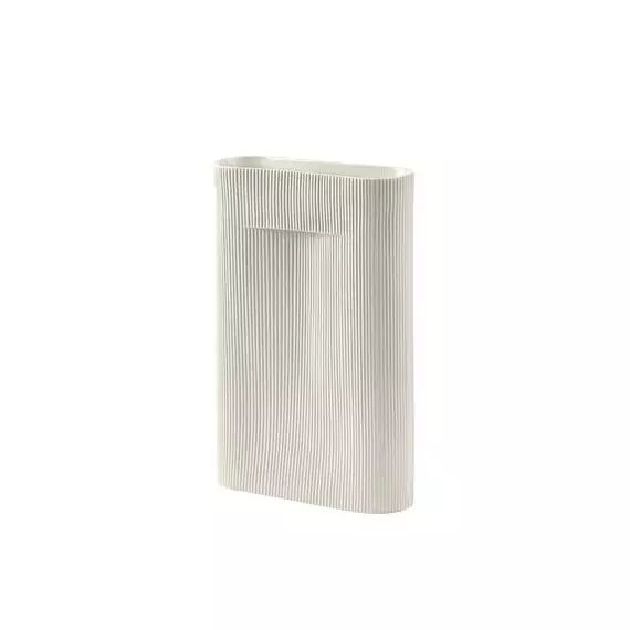 Vase Ridge en Céramique, Faïence – Couleur Blanc – 31 x 24.66 x 48.5 cm – Designer Studio Kaksikko