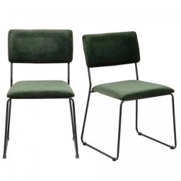 Lot de 2 chaises en velours style moderne vert