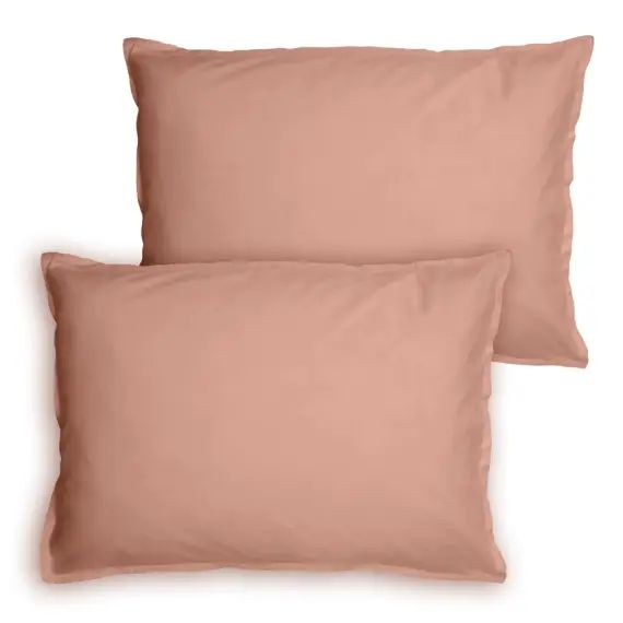 Set de 2 taies d’oreiller unies finition volant Nude 50x70cm