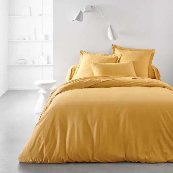 Housse de couette en Coton Jaune 140×200 cm
