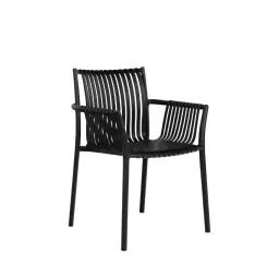Tulsa – Lot de 2 chaises de jardin en plastique – Couleur – Noir