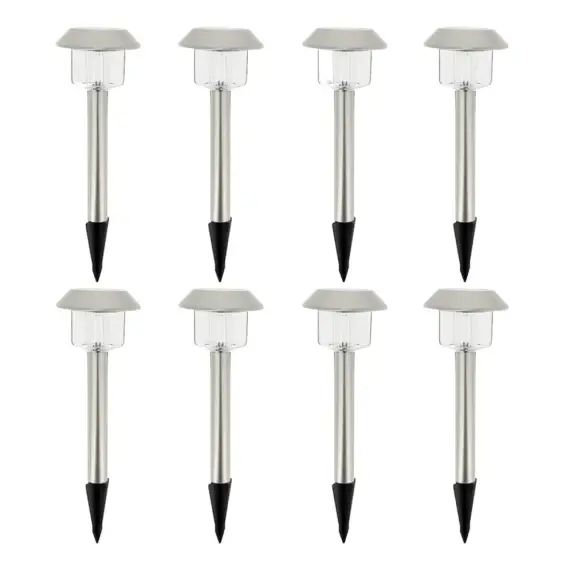 8 balises solaires à planter Acier inoxydable GrisH39CM