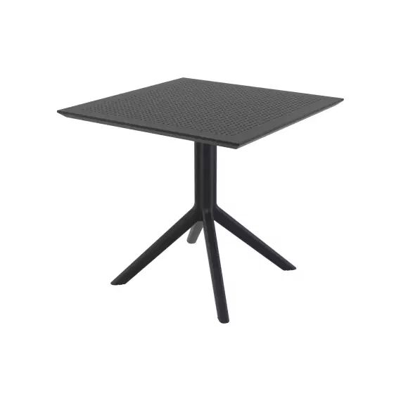 Table de jardin carrée résistante en plastique Noir